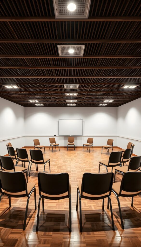 A photo of an AA meeting room like one in Madison, WI