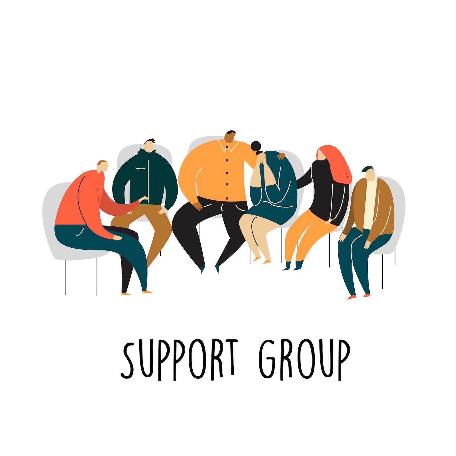 Illustration of an NA support group meeting in Madison, WI