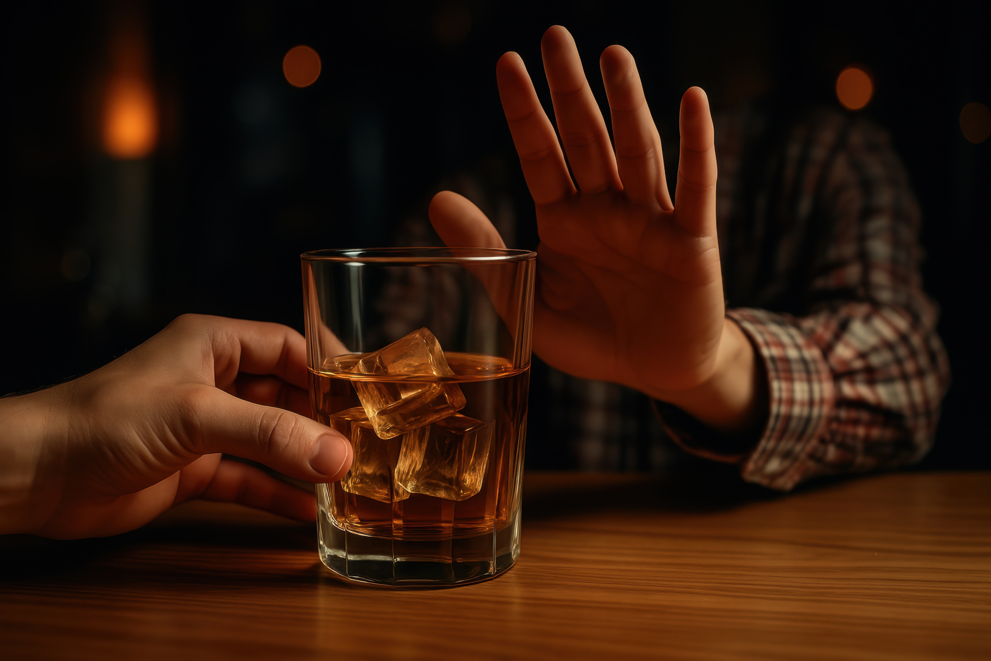 Man refusing glass of alcohol