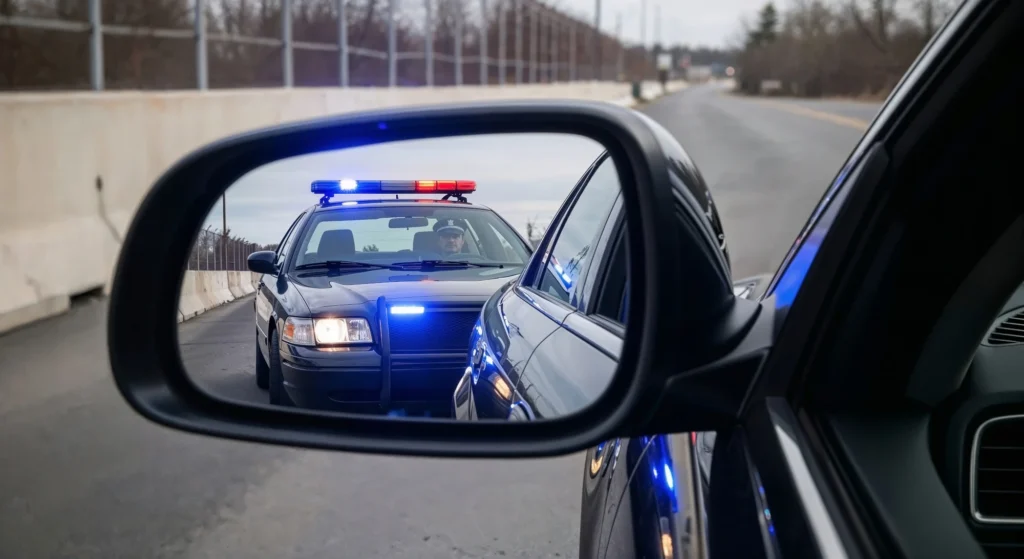 Police vehicle during a Wisconsin DUI or DWI traffic stop.