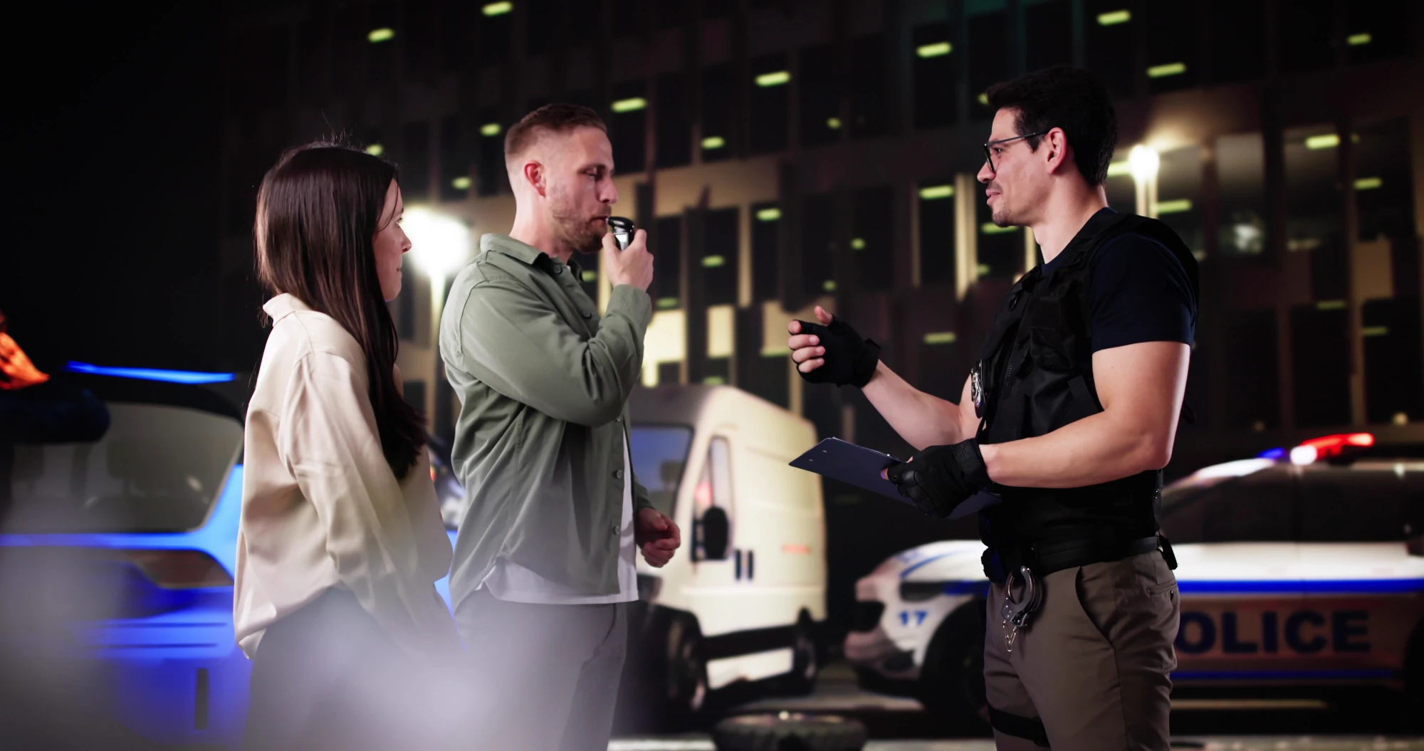 Breathalyzer test used during a suspected DUI or DWI investigation in Wisconsin.